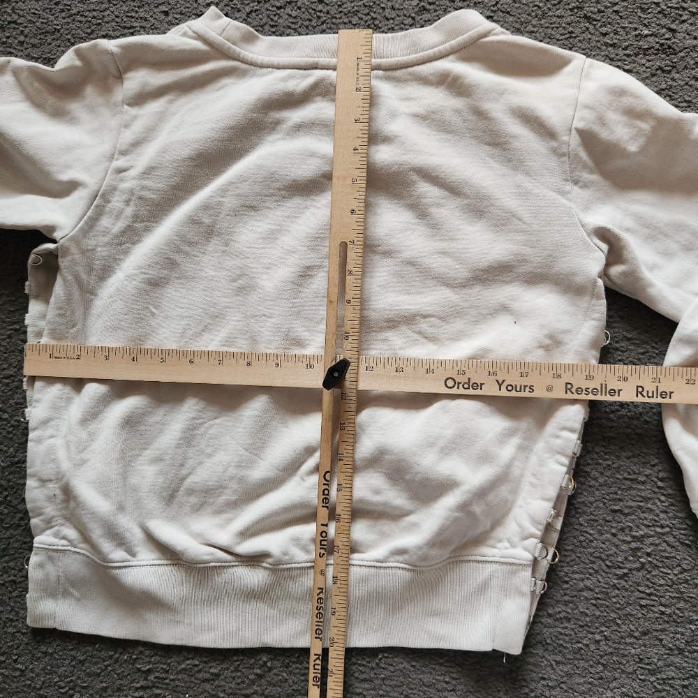 ALL SAINTS Sweatshirt Women's Small White Pullover Grunge Metal Side Clips - Picture 9 of 13